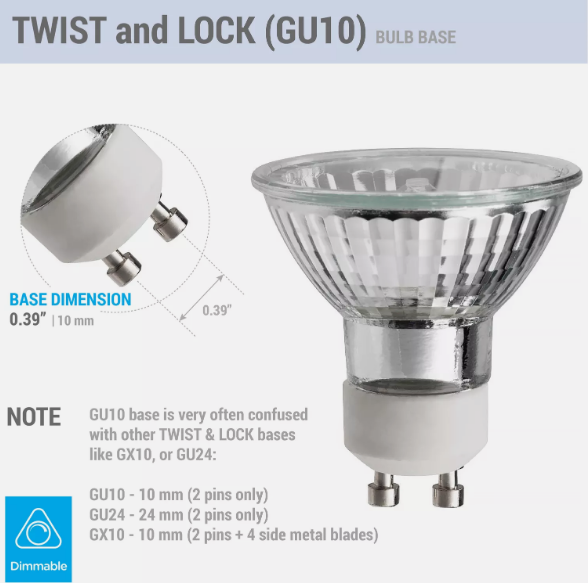 10 Pack 35MR16 Bulbs 35 Watt 35W Flood 36 Degrees MR16 Twist And Lock GU10 Base