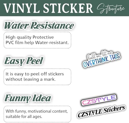 (3Pcs) Hold On Let Me Overthink This Sticker Funny Quote Sarcastic Decals Waterproof Vinyl Sticker for Books Laptops Phone Water Bottles Tumbler Cup Kindle 3 Inch