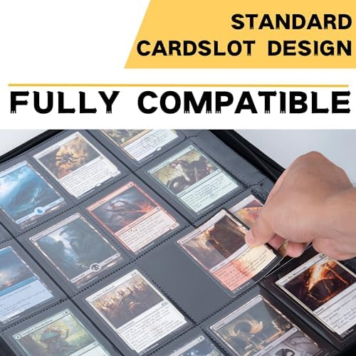 1000+ Pockets Trading Card Binder, 16-Pocket Card Ablum Compatible with lorcana,MTG,Sports Cards & Other Standard Size Trading Card（BLACK)