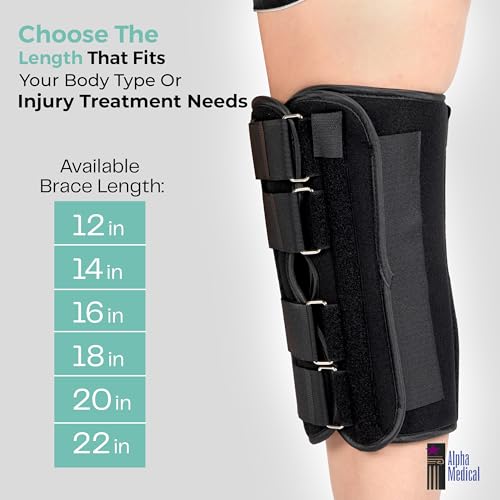 14” Long Adjustable Three Panel Orthopedic Knee Immobilizer – Supportive & Adjustable Side Panels – Knee Brace Stabilizer – Knee Immobilization L1830