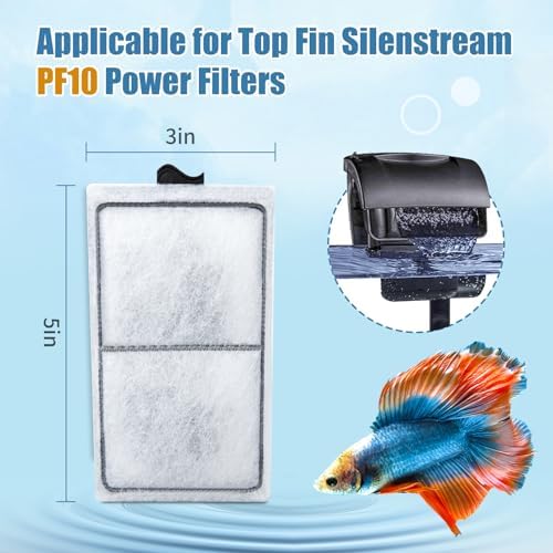 15 Pack PF-S Filter Cartridges for Top Fin Silenstream PF10 Power Filters, Remplacement Aquarium Carbon Cartridge with Zeolite