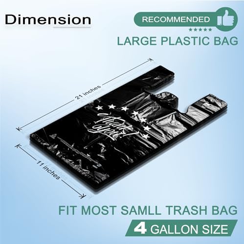 1000Count Black Bags, Thank you T shirt bag, Grocery shopping bag Reusable and Disposable Supermarket Bag 11''x6''x21''