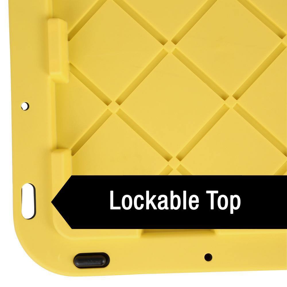 HDX 27-Gallon Black Stackable Waterproof Storage Tote with Yellow Lid, 5-Pack