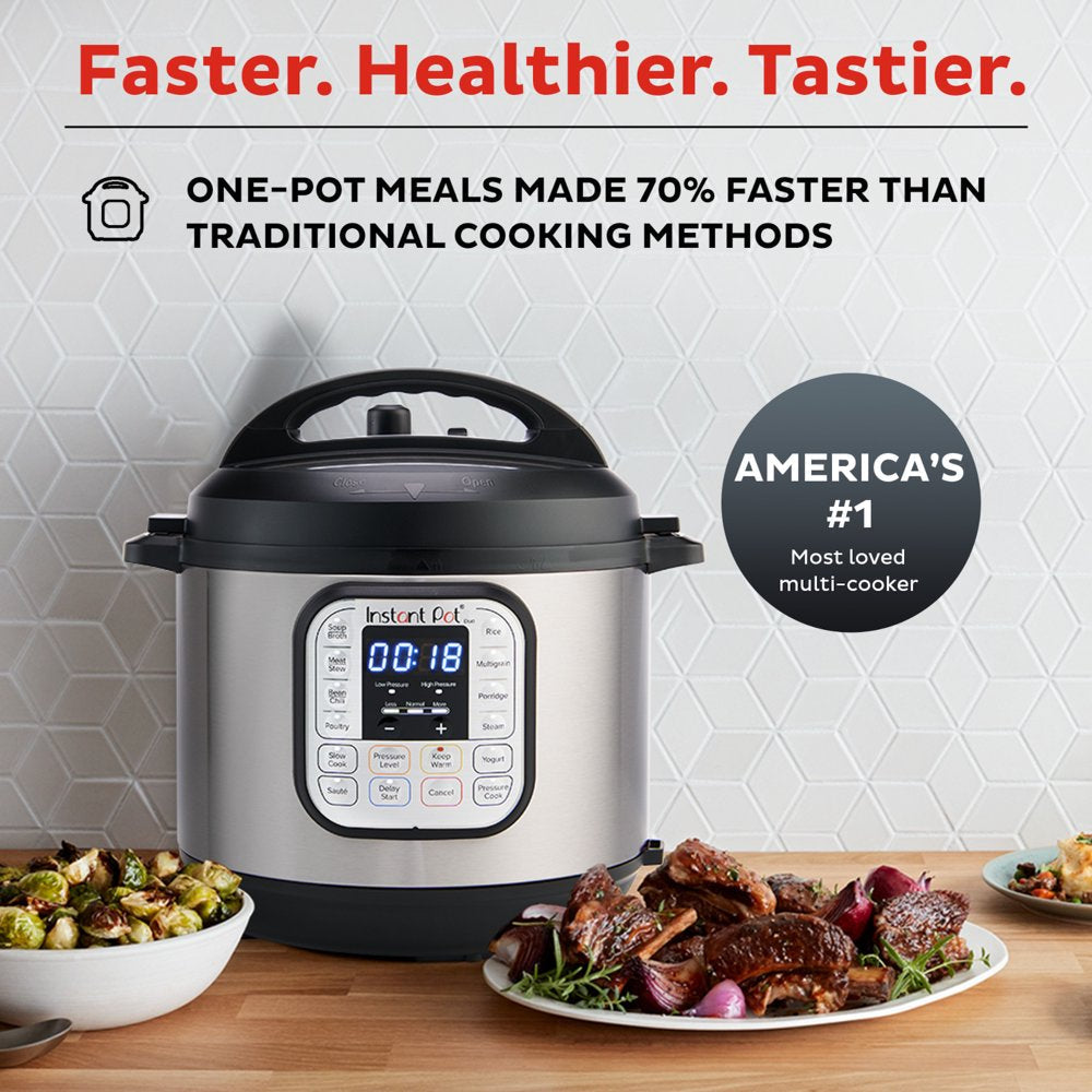 Instant Pot Duo 6 Qt 7-in-1 Electric Pressure Cooker, Stainless Steel, Easy-Release, Family-Sized