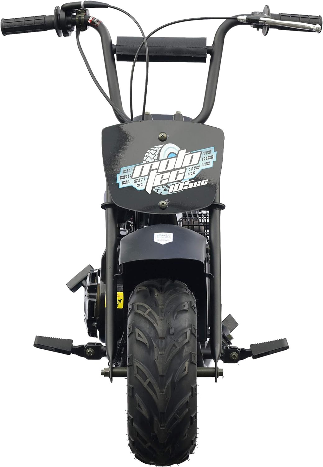 MotoTec 105CC 3.5HP Mini Bike, Black, Alloy Steel, 23mph Speed, Indoor Use, Distance Monitor, 185lbs Capacity