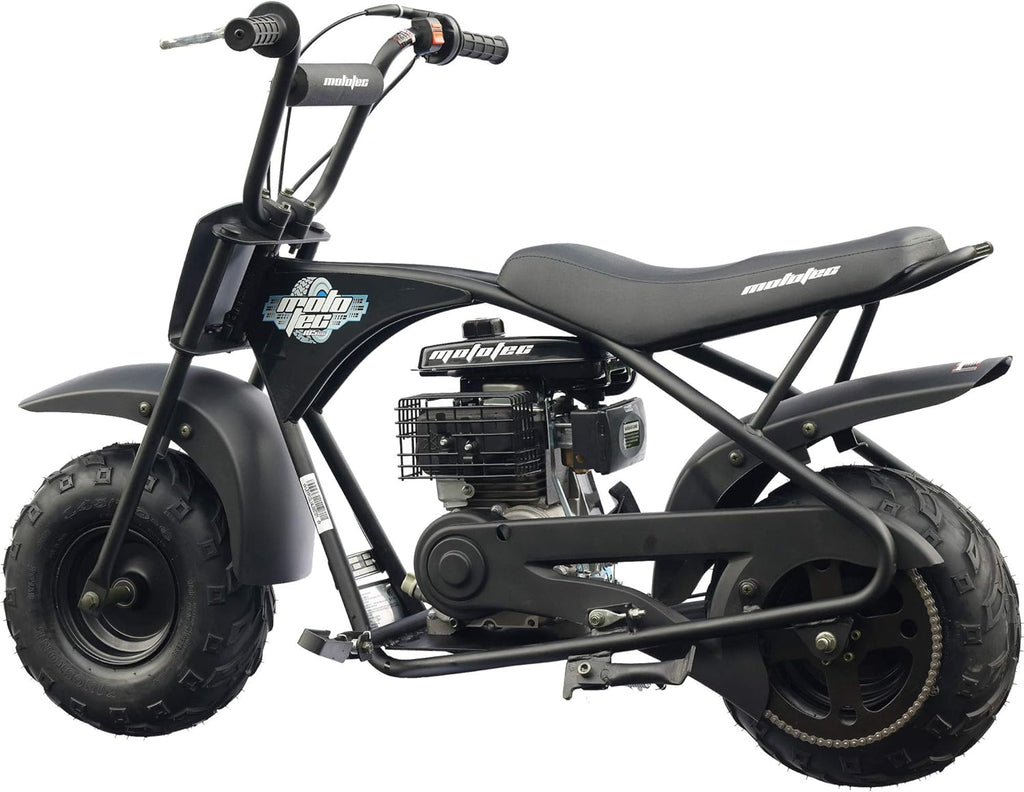 MotoTec 105CC 3.5HP Mini Bike, Black, Alloy Steel, 23mph Speed, Indoor Use, Distance Monitor, 185lbs Capacity