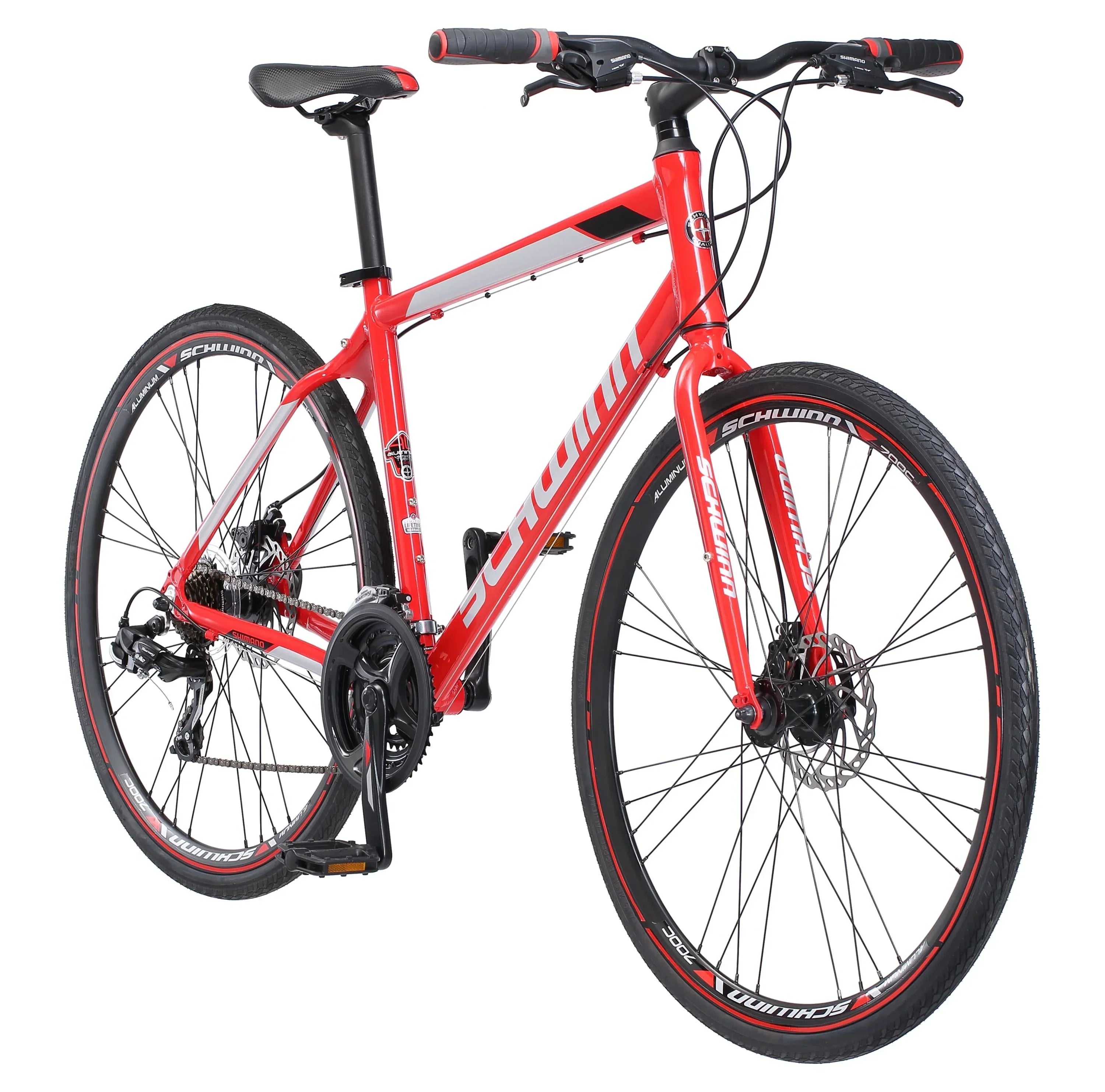 Schwinn Kempo Men's Hybrid Bike, 21-Speed, 700c, Aluminum Frame, Red