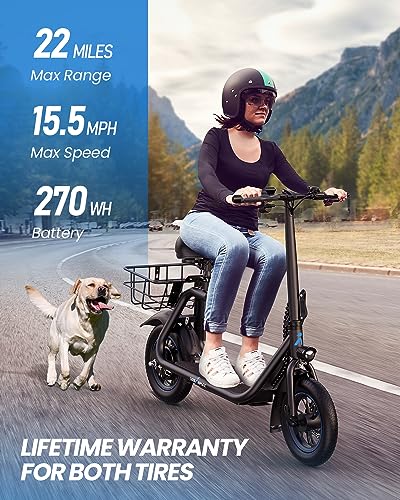 URBANMAX C1 Electric Scooter with Seat, 450W Motor, 22 Miles Range, Foldable, Dual Braking, Black